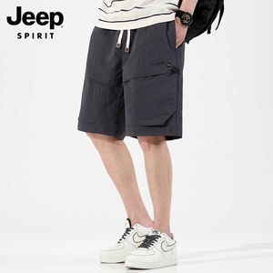 Jeep吉普男士工装短裤夏季宽松直筒五分中裤薄款冰丝运动休闲裤男