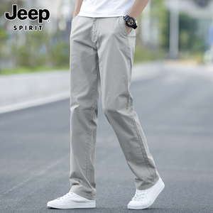 Jeep吉普夏季休闲裤男士商务直筒西裤潮流宽松纯棉运动长裤子男裤