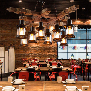 网红餐厅餐桌灯设计师美式复古loft创意个性怀旧工业风吊灯麻绳灯
