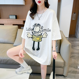 韩版卡通短袖t恤女装夏2023洋气欧货小个子体桖丅女半袖显瘦上衣