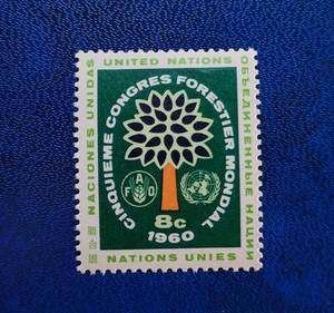 联合国邮票纽约1960年世界森林会议8C原胶新7006