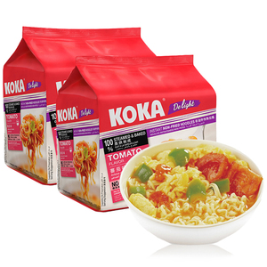 【非油炸】新加坡进口KOKA可口方便面番茄味快熟拉面口味340g