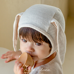 KIDSCLARA韩国婴儿帽子春款可爱新生儿0-1岁可爱兔耳朵男宝宝胎帽