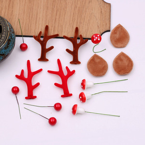 10个装圣诞装饰鹿角耳朵 圣诞diy材料儿童发夹发箍发饰品配件