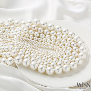 天然贝壳白珠穿孔圆珠镀白珍珠散珠手工串珠diy项链手链耳饰材料