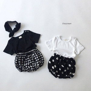 韩国夏装婴儿纯棉短袖短裤套装女宝宝圆领T恤大PP裤面包裤两件套
