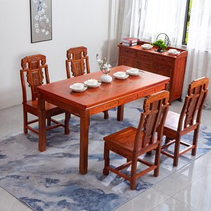 实木餐桌椅组合中式仿古长方形单桌家用简约饭桌饭店酒店餐桌特价