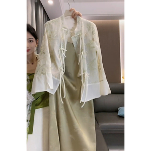 新中式女装国风清冷感禅意古风吊带连衣裙两件套装夏季穿搭一整套