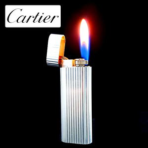 法国卡地亚打火机Cartier镀银竖条纹原装正品二手打火机