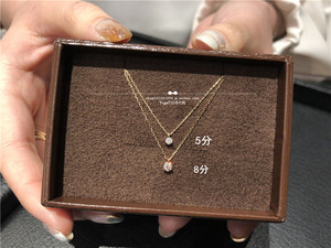日本直邮代购 agete 18k黄金 一颗钻带爪镶嵌钻石项链 锁骨链