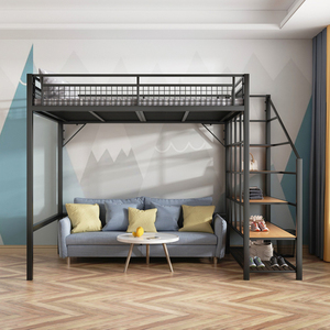 楼阁上下床多功能复式床现代简约双层小户型儿童铁艺高架床单上层