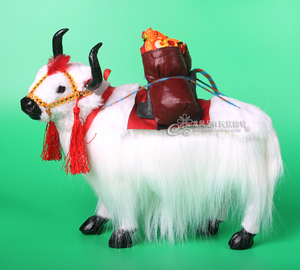 仿真白色牦牛摆件摆设高仿皮毛小动物藏族蒙古族特色工艺品模型