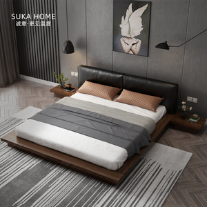 北欧床现代简约床架日式榻榻米卧室双人1.8米落地矮床1.5米板式床