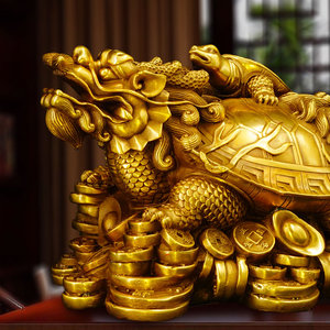 铜龙龟摆件招财八卦母子龙头龟黄铜金钱龟家居客厅办公室桌装饰品