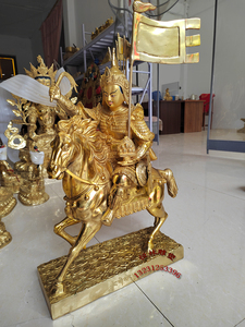 恒林雕塑厂纯铜铸造藏传寺庙供奉黄铜格萨尔王30大将王臣密宗佛像