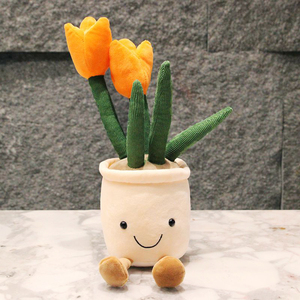 可爱花朵玩偶植物摆件郁金香花束盆栽抱枕毛绒玩具公仔布娃娃女生