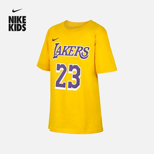 Nike耐克官方男童洛杉矶湖人队NBA詹姆斯大童T恤夏季新款FZ8621