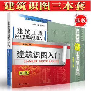 建筑识图入门+怎样看懂土建施工图+建筑工程识图及预算快速入门（共三本）建筑识图入门 建筑识图书籍 预算员造价参考 工程量计价