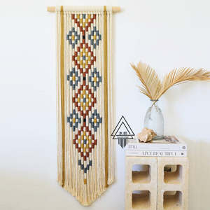 【端丽】波西米亚民族风客厅卧室菱形挂饰彩色立体编织挂毯成品