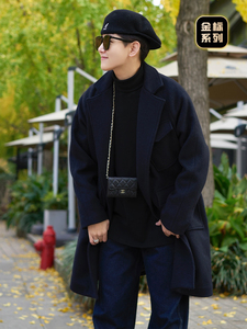 【现货】Cookawu2022冬季金标品质黑色贴袋扣设计中长款绗棉大衣