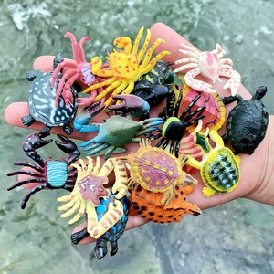 仿真迷你小螃蟹乌龟海龟套装幼儿园儿童认知玩具海洋静态动物模型