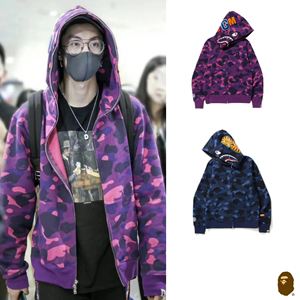 BAPE COLOR CAMO 蓝紫红迷彩鲨鱼卫衣 连帽外套 王鹤棣同款