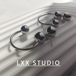 LXX STUDIO | 钢珠耳环 |时髦气质高级感圆珠C型耳钉两戴个性耳饰