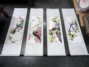 潮粤广刺绣挂画手礼工艺纪念品?春夏秋冬花鸟系列（4幅一套）3