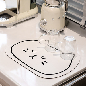 可爱猫咪软硅藻泥厨房沥水垫免洗防滑吸水碗垫可擦洗吧台隔热杯垫