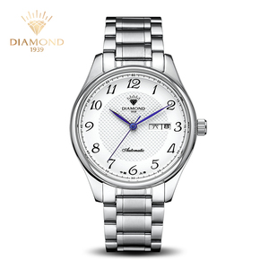 上海钻石牌手表男自动机械表简约双历防水S100正品老国产男士手表