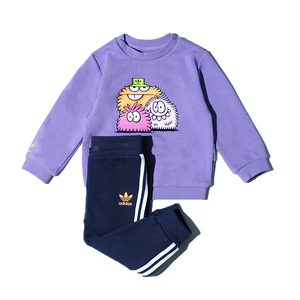 Adidas/阿迪达斯经典童装春季男女婴童印花两件套运动套装 HC1988