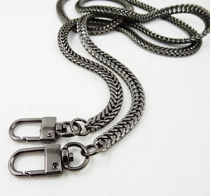 韩国款：枪黑色7MM全铜扁身蛇链 金属包带包链 包包链子配件