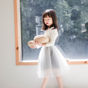 蔡爸爸第862+233童话韩版白色公主裙春季女童套装儿童a字纱裙t恤