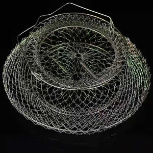 鱼护野钓专用不锈钢迷你鱼篓路亚鳜鱼折叠钢丝带支撑渔网鱼笼防挂