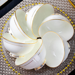 陶瓷米饭碗碟家用2024新款过年餐具套装景德镇瓷器面碗盘组合菜盘