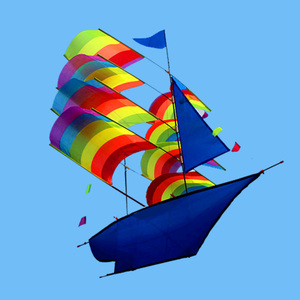 鹏程出品 七彩立体帆船风筝 出口品质独特设计 好飞好看