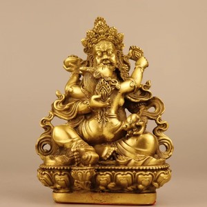 纯铜藏佛黄财神密宗双修佛像摆件双身像藏巴拉藏传供奉欢喜佛雕塑