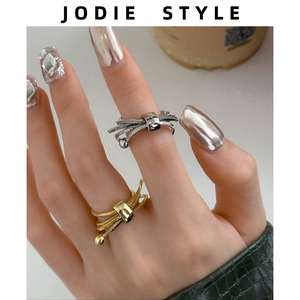 法式高级感黄铜蛇骨链条多层缠绕弹力戒指chic时髦精致调节指环女