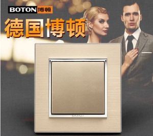 BOTON博顿Q8系列开关面板香槟金+拉丝镀银 一开单控 一开双控