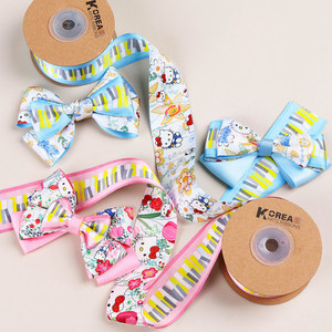 AB面卡通凯蒂猫&琴键印花织带蝴蝶结DIY材料儿童双面双色印刷丝带