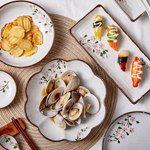日式8寸盘子菜盘家用创意个性碗套装陶瓷餐具餐盘菜碟和风精致菜
