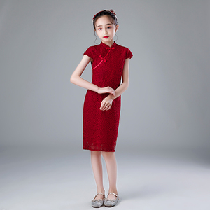 儿童旗袍改良高端连衣裙小女孩中国风红色唐装2024年新款夏季薄款