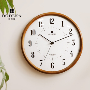 Dodeka日式实木客厅挂钟复古钟表北欧简约原木静音家用时钟挂墙钟