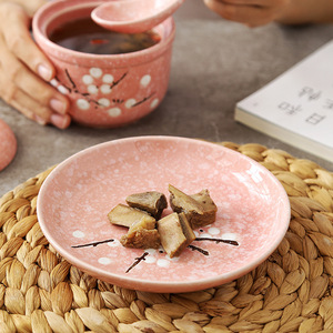 6英寸日式家用创意梅花手绘釉下彩陶瓷餐具点心碟子骨碟小菜碟盘