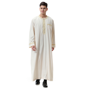 新款mu斯林男士长袍迪拜阿拉伯长衫宽松民族服装加肥加大长袖男装