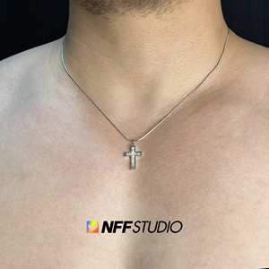NFF方钻十字架锁骨链罗马钛钢原创设计钛钢项链男生百搭简约饰品