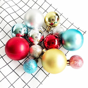 圣诞节生日蛋糕装饰 缤纷彩色塑料小球 亮面磨砂哑光彩球摆件