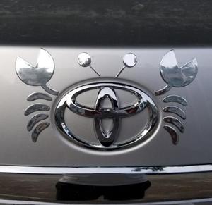 适用于大众丰田后车标贴创意改装车尾螃蟹标志贴抖音汽车装饰贴纸