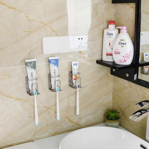牙刷置物架吸壁式漱口杯套装刷牙杯架壁挂免打孔不锈钢电动牙刷架