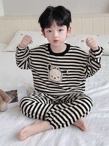 韩系春秋季新款儿童睡衣卡通男孩男童休闲宽松长袖长裤分体家居服